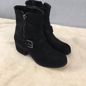 Carlos Santana Black Moto Ankle Boots with Buckle SZ 9 M Women’s Double Zipper